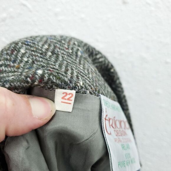 TRIONA Women's Size 100% Pure New Wool Chevron Suit Blazer Skirt Set - Picture 15 of 16